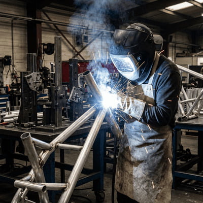 Research and development laboratory with engineers testing electric bike components